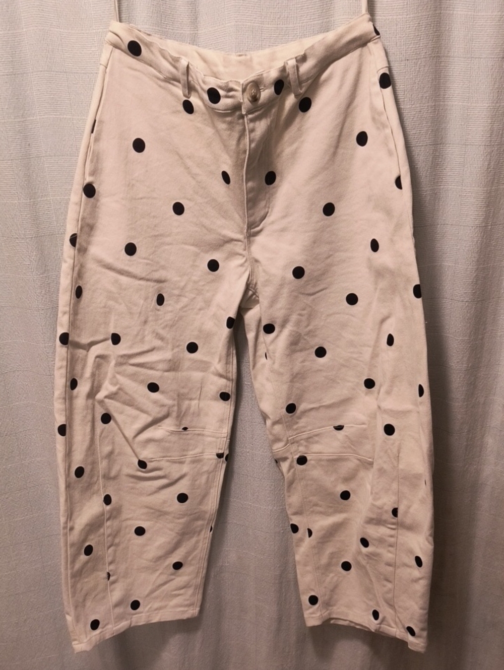 Polka Dot Cream Barrel Pants